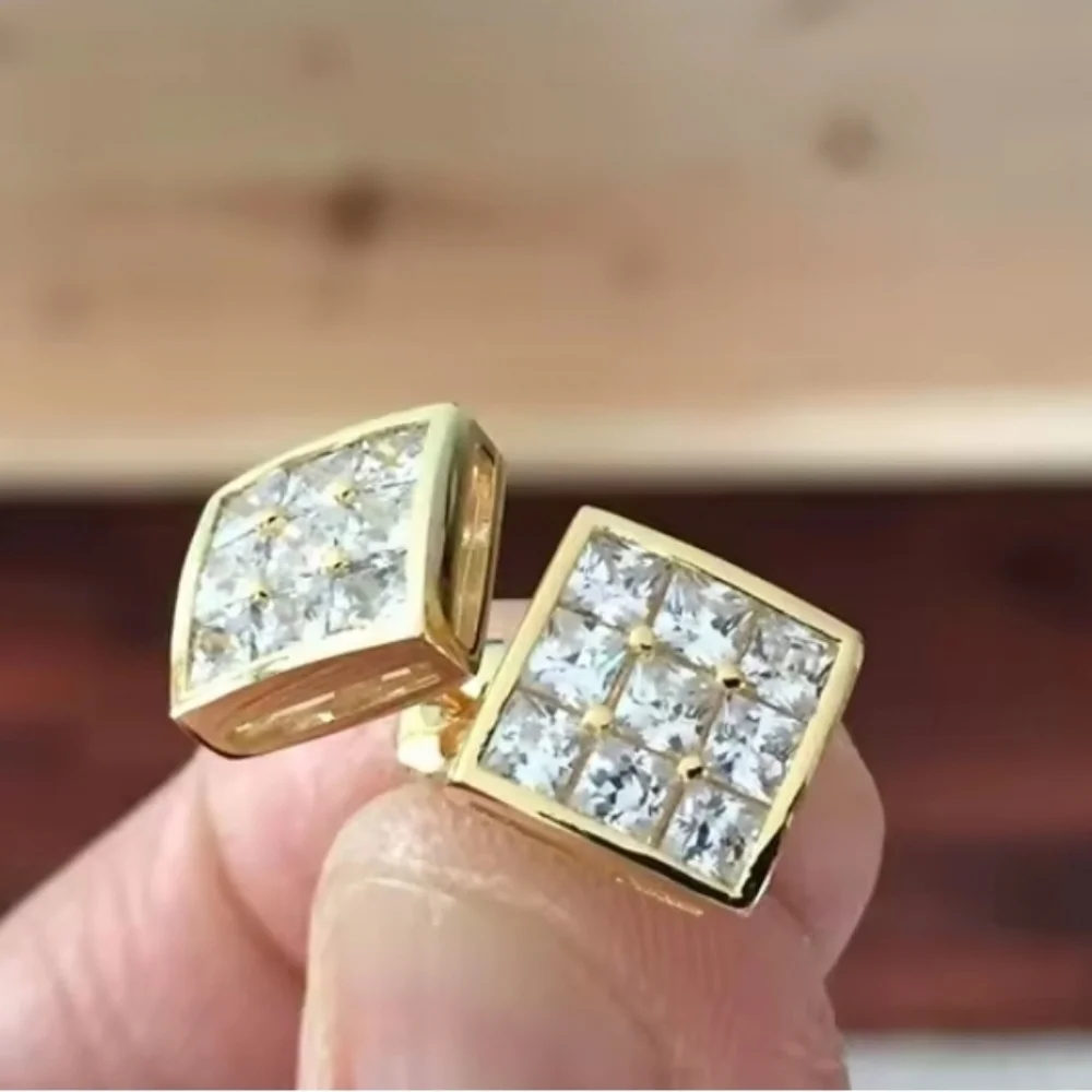 14K Mens Micropave Earrings